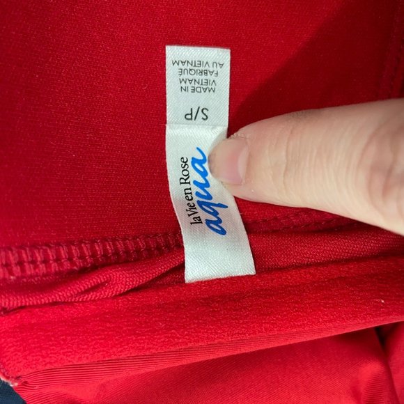 Aqua by La Vie en Rose Women's Red Bathing Suit Strapless Top Back Tie Size S - Picture 4 of 4